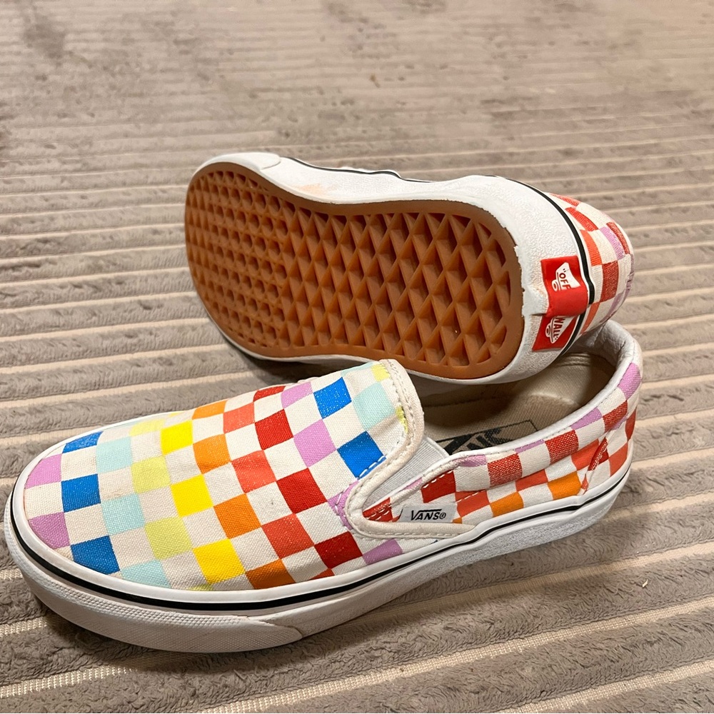 Multi-color classic checkered slip on  vans